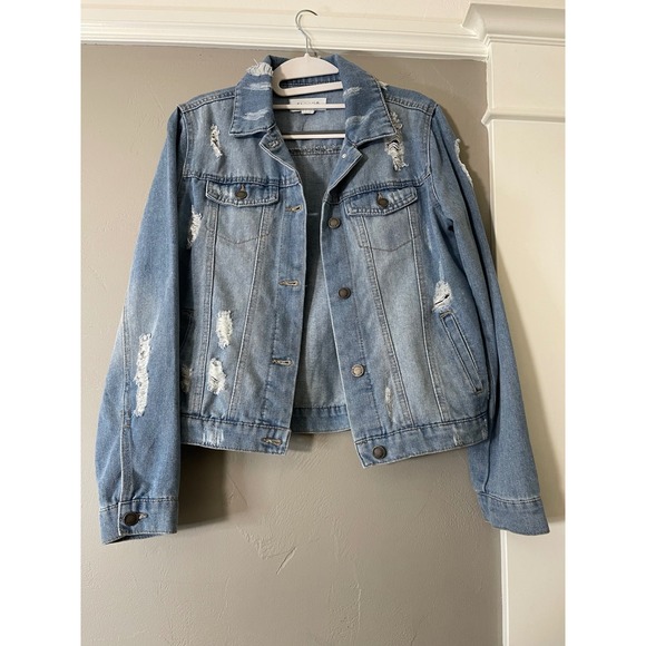 Cisono Jackets & Blazers - Cisono Distressed Denim Jacket Womens Small Medium Wash Trucker Jean Jacket